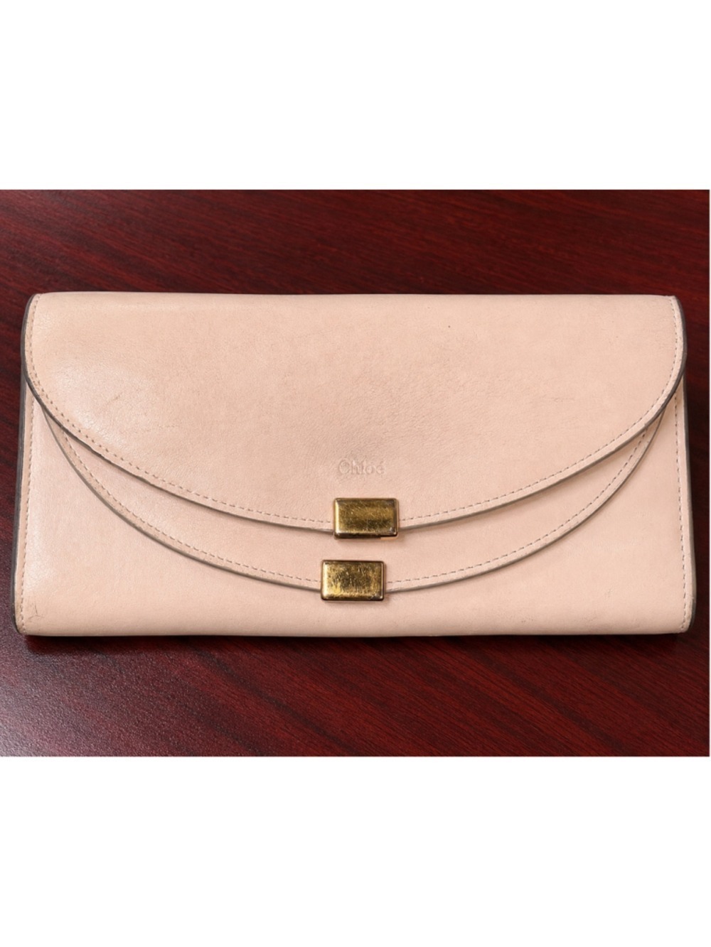 Chloé Blush Pink Leather Continental Wallet Gold Hardware